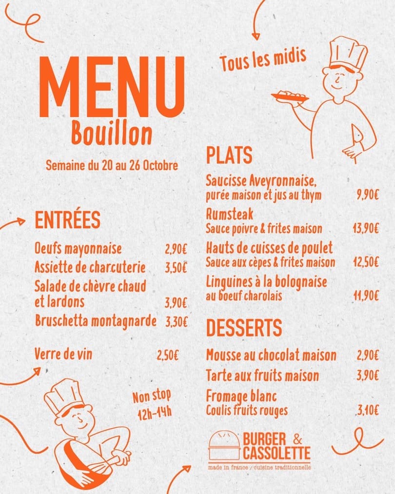 Menu bouillon